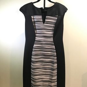 Connected Apparel Black Striped Dress